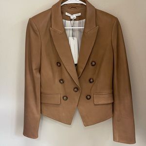 NWT VERONICA BEARD - COOKE LEATHER DICKEY JACKET CAMEL
